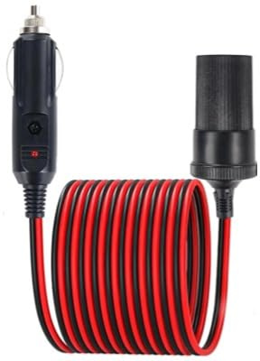 16FT/5M Car Cigarette Lighter Extension Cord, 16AWG Heavy Duty Male Plug to Female Socket Adapter with LED Indicator and 15A Fuse, for 12V/24V Trucks, Vans, RVs, Portable Equipment