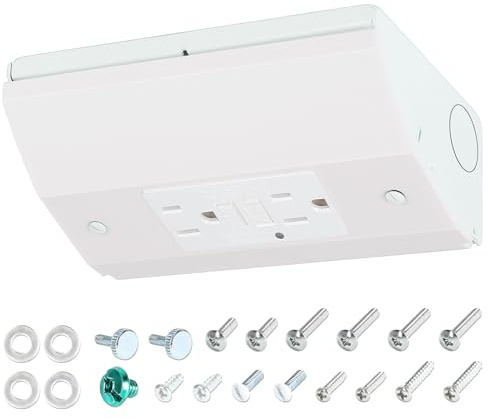 Under Cabinet Outlet Box with GFCI Outlet 15 Amp 125V, Hidden Electrical Solution, Easy to Install and Wire, Heavy Duty Metal Structure, Ground Fault Protection, Comply with NEC Standards, Hardwired