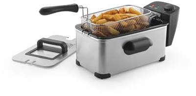 Progress 3L Deep Fat Fryer - Non-Stick Removable Basket and Lid, Easy Clean, 150-190°C, Viewing Window, Adjustable Temperature Control, Power/Ready Indicator Light, Cool-Touch Handle, Anti-Slip, 2000W