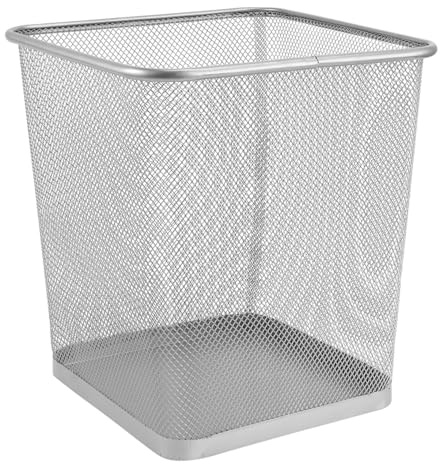 FIXOSHEE Cestino per Rifiuti in Ferro Senza Coperchio Pattumiera Quadrata Anti-ruggine Porta Carta e Spazzatura per Bagno Ufficio Cucina e Camera Design Liscio e Sicuro Capacità Ampia