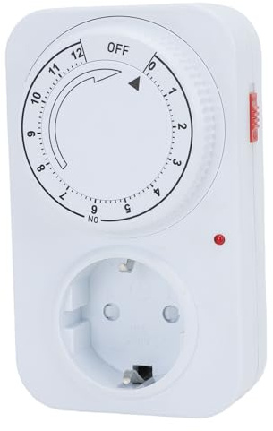 Qcwwy Enchufe de Interruptor de Sincronización Temporizador de Salida Mecánico 16A Enchufe de Temporizador de Cuenta Regresiva de 12 Horas de Iluminación Interior Interruptores de de de Interruptor