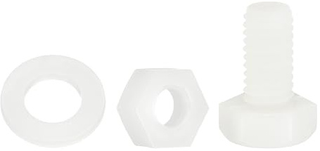 QUARKZMAN 150 Pcs/50 Juegos Tornillos de Cabeza Hexagonal de Nylon, M6 x 12mm Tornillos Hexagonal Plástico Roscado Completo con Tuercas y Arandelas Planas para Accesorios Industriales