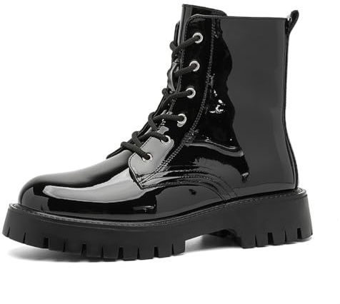 MlYJmer Botas de Tobillo para Hombre Casual Plataforma Botas de Motocicleta,Negro,46 EU