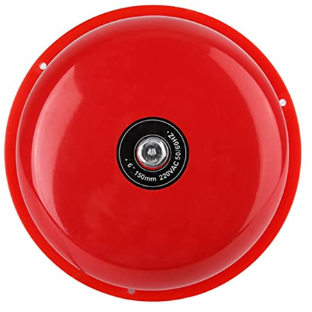 SIXRUN Campanello D'allarme Elettrico con Tipo di Attacco Interno in Acciaio Al Carbonio 6 Pollici per Audio di Sicurezza Domestica 95 DB per Uso in Ufficio e Magazzino (220V)