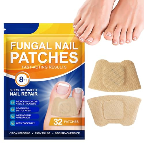 32 Pcs Fungal Nail Patches,Toenail Fungus Treatment Extra Strength - Toe Nail Fungus Treatments for Men and Women, Overnight Renewal Nail Repair Patches