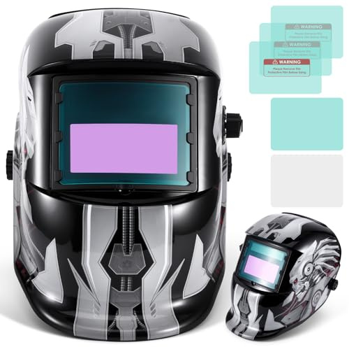 Auto Darkening Welding Mask, Solar Powered Welding Helmet with 5 Replacement Lens, True Color Auto Darkening Welding Mask, Welder Helmet with Adjustable Headband for TIG MIG ARC Weld Grinding