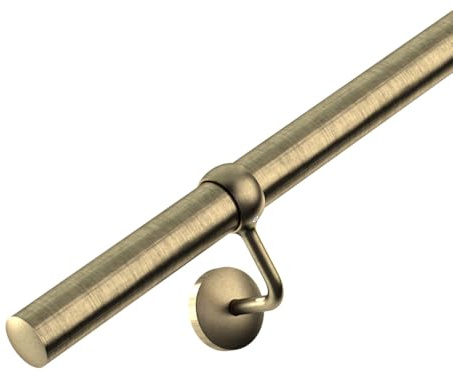 3.6m Banister Stair Handrail Kit – Antique Brass Rail & Brackets | Complete Banister Kit, FIRA Tested & BS 6180:2011 Complaint, 10 Year Warranty, Durable Construction, Easy Maintenance