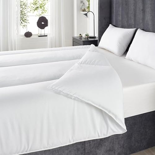 OHS Single Duvet 4.5 Tog Soft Like Down, Lightweight Cool Summer Quilt Soft Comfort Microfibre Cover Hotel Quality Bedding Machine Washable Non Allergenic Fibre Single Duvet, White