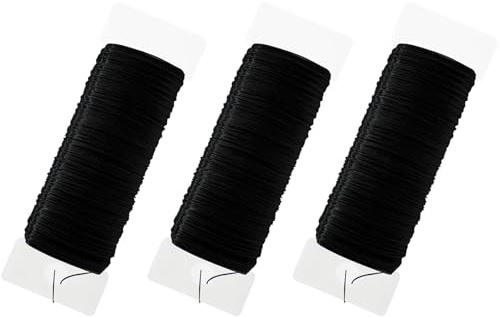 GWJX 180m x 0,35mm Basteldraht Dünn 3 Rollen Draht zum Basteln DIY Schmuckdraht für Schmuckherstellung Blumendraht Basteldrähtefür Floristik Blumenstrauß Stängelwickel (60m/Schwarz)