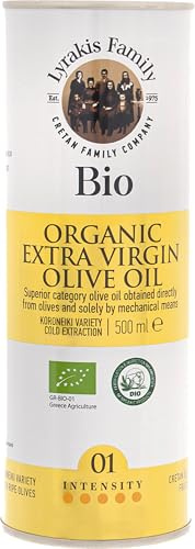 Lyrakis Family Olivenöl BIO 500 ml– Griechisches Natives Olivenöl Extra, Zertifiziert BIO,Premium Erste Kaltpressung, Reich an Polyphenolen, Koroneiki Oliven, Neue Ernte aus Kreta – Seit 1975