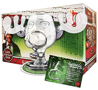 Cultica 3er Set Griswold Moose Mug Elchglas inklusive Untersetzer Family Christmas
