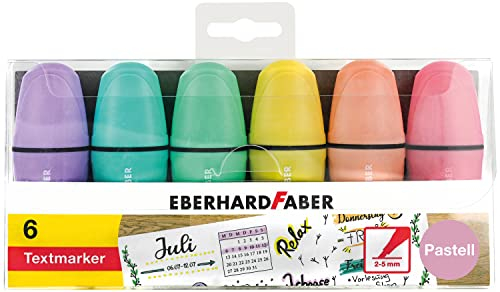 Eberhard Faber 551403 - Mini evidenziatore pastello con punta a cuneo, 6 pennarelli in astuccio