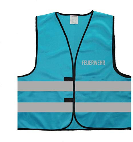 Warnweste - Signalweste - Feuerwehr - Warnweste mit reflektierendem Aufdruck - Größe S/M, Skyblau