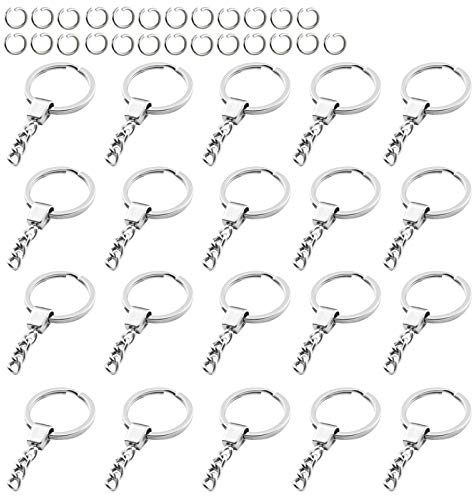 25 Piezas Llavero Anillos Cadena 30 mm de Diámetro para Llaves Manualidades (Plata)