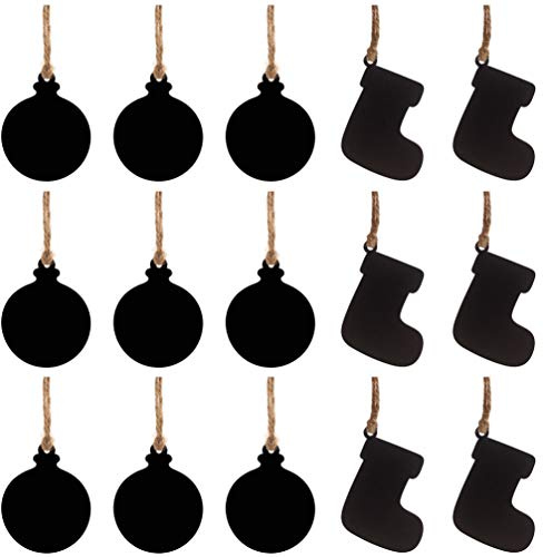 Amosfun 20 Stück Weihnachten Mini Kreidetafel Schilder Holz Kreidetafel Etiketten Tags Mini Tafel Hängende Tags Holz Weihnachten hängende Ornament Strumpfbälle