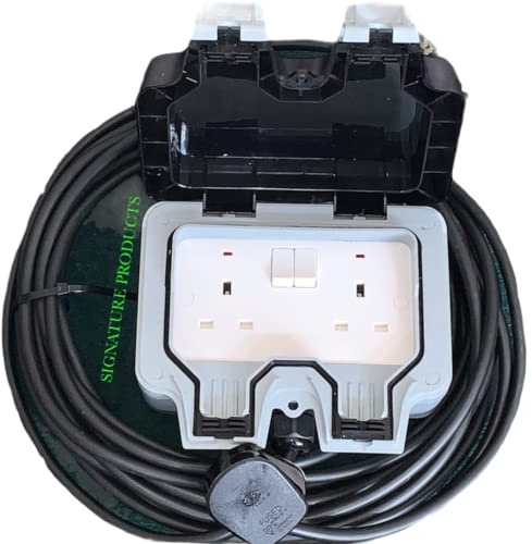 SIGNATURE PRODUCTS Outdoor Garden Extension Lead Socket IP66 Rated 1m to 25m Black Cable ALL LENGTHS (15M)