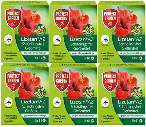 Lizetan AZ Schädlingsfrei Gießmittel 6x30 ml für 36 Liter Gießwasser gegen Larven der Trauermücken