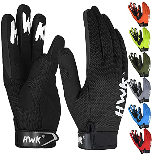 HWK Men & Women Motorcycle Gloves, Tactical Handwear with Non-Slip Neoprene Palm Padding, Versatile Temperature Resistant Riding Gear - Black, Small - Dirt Bike Gloves