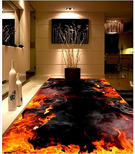 Personnalisé Photo Sol 3D Papier Peint Art Moderne Flamme Brûlant 3D Carrelage Peinture Au Sol Autocollant PVC Papier Peint 3D Sol-250 * 175cm