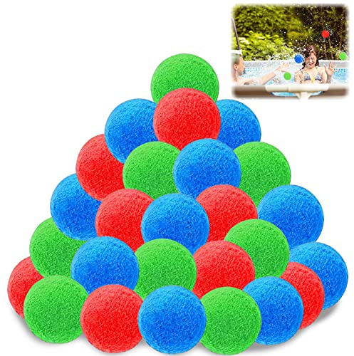 Schwamm Ball Plüschbälle, 50 STK Wasserbomben Wiederverwendbar, Wasserbomben Bälle Set Trampolin-Spielzeug, Pool- und Strandspaß, Party-Wasserballons und Strandspaß für Kinder ein Spiel
