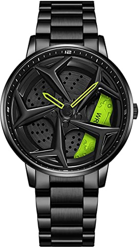 findtime Felgen Uhr Herren Edelstahl Armbanduhr Analog Quarzuhr 30M Wasserdicht Herrenuhr Business Uhren Männer Motorsport