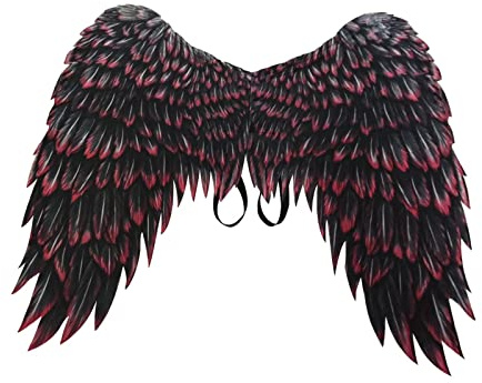 Oshhni Alas de ángel Grandes Accesorio de Disfraces Disfraces Cosplay Tela no Tejida Impreso para Mardi Gras Fiesta Festiva Carnaval Hombres y Mujeres Unisex, Negro Rojo