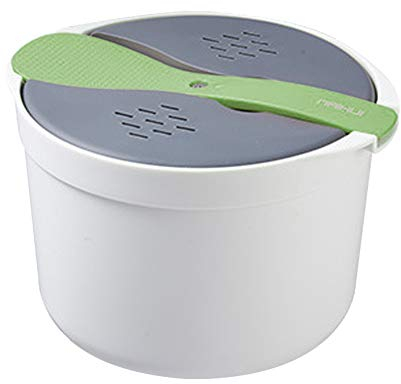 FIYSON Reiskocher für Mikrowelle, Reis- und Müslikocher, Mikrowelle, 2 l, Reis- und Nudelkocher, Mikrowelle mit Reislöffel, einfaches Kochen oder Aufwärmen (Grün)