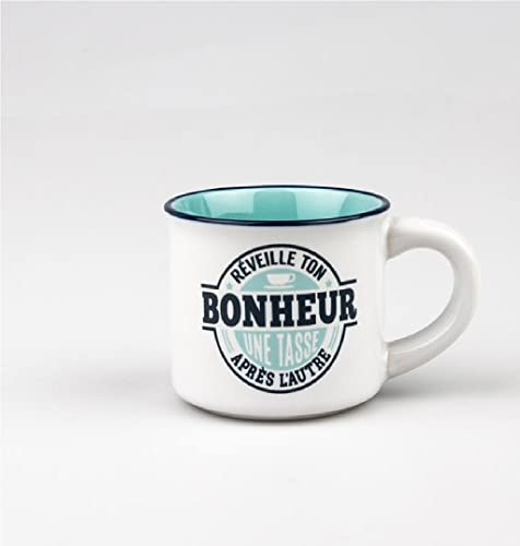 udc Kontiki- Tasse expresso et sa sous-tasse en faïence personnalisée - Bonheur