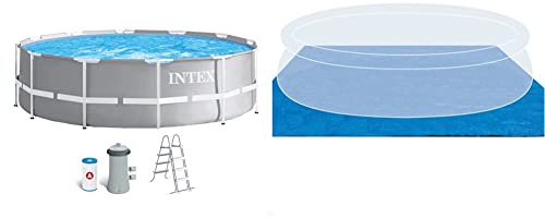 Intex 26716NP - Piscina Redonda Desmontable intex Prisma Frame 366x99 cm con depuradora & 28048 - Tapiz 472 cm para Piscinas de: 244, 305, 366 y 457 cm, Color Azul