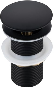 BALNEO Universal Sink Plug Click Cone Pop-Up Svart, Mässing, Rostskyddad, 4 Tätningar, Pip Set, 66 Mm X G1 1/4, Utan Bräddavlopp, Click A