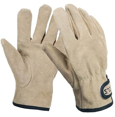Ofenhandschuhe, zwei Schichten Leder Outdoor BBQ Handschuhe Feuer Hitzebeständig Küche Kochen Ofenhandschuhe Rutschfest Strapazierfähiger Klemmhandschuh Ofenhandschuhe (Farbe: Grau) (Farbe: Khaki)