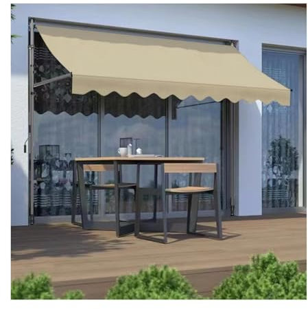 Balkonmarkise，Markise Gelenkarmmarkise，mit Kurbel, UV- und wasserbeständigem Polyester, Wohnmobil-Markise, manuelle Terrassenmarkise for Garten, Hof, Terrasse, Balkon ( Color : B , Size : W4m(157.48in