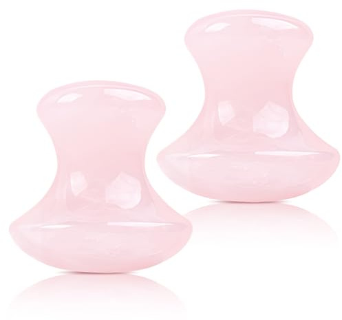 2 Stück Pilz-Form Gua Sha Massagewerkzeug, Akupressur, Natual Guasha Board für Gesicht Hals Augen Beauty Spa Entspannende Verbesserung von Feinen Linien (Rosa）