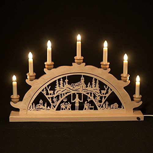 Holz Schwibbogen Lichterbogen aus dem Erzgebirge - Motiv: Fichtelberg (50 cm)