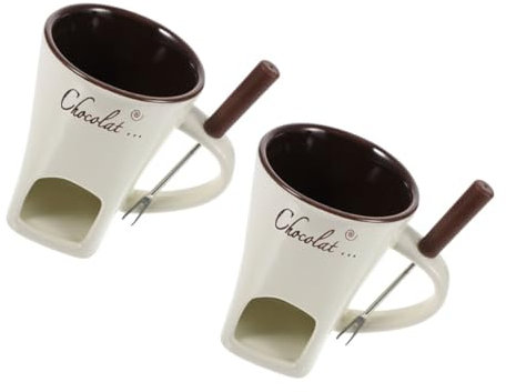 OUNONA 2 juegos de tazas de fondue de chocolate, olla de fusión de chocolate, mini calentador, platos de rotura, olla de fondue de chocolate, cuenco calentador de mantequilla, accesorio de cocina,
