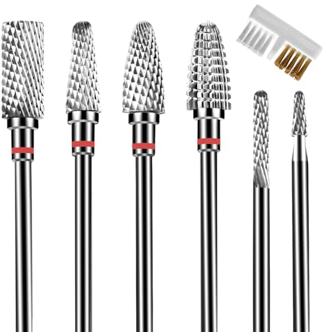 Lermende 6 Punte per Fresa Unghie 3/32, Professionali per Acrilico/Gel, Rimozione Cuticole e Smalto, Manicure Pedicure con Spazzola Pulizia, Accessori per Salone e Casa