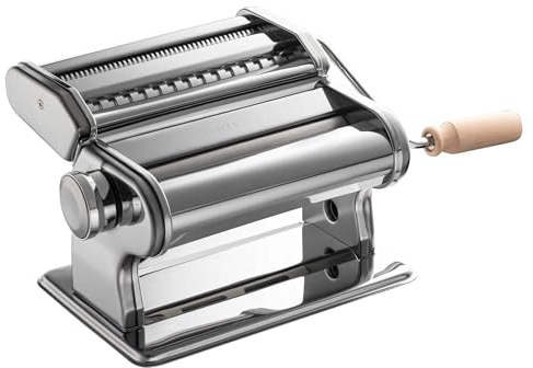 Fante's Wide Pasta Machine With Double Pasta Cutter For Spaghetti And Fettuccine, For Rolling Extra-Wide Pasta Sheets And Creating Consistent Homemade Noodles
