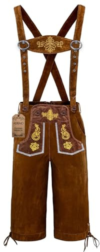 Adisno Lederhosen Men,Oktoberfest Outfit Mens,October Festival Costume Mens,Men Lederhosen,Brown, Embroidered - Size S