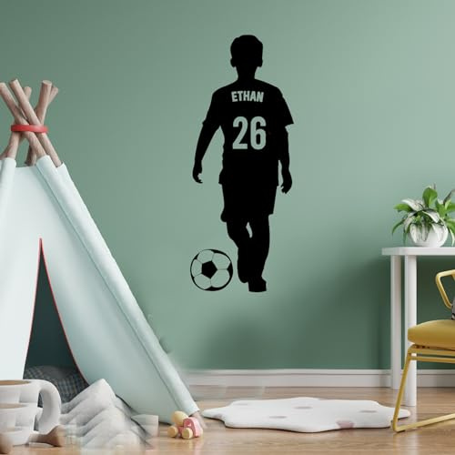 Nombre Personalizado, Pegatina De Pared De Fútbol, ​​atleta, Habitación De Niños, Deportes, Fútbol, ​​nombre Personalizado Y Número, Calcomanía De Vinilo De Fútbol, ​​Mural Personalizado(XL)