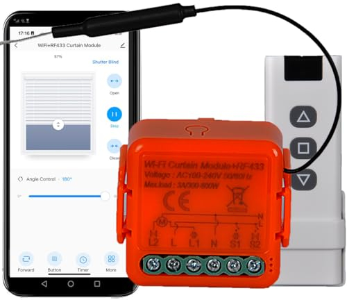 Interruttore Tapparelle WiFi, Telecomandi RF, Modulo Ricevitore, Controllo Tapparelle Elettriche per Tende e Persiane Avvolgibili, 433MHz, Modulo Comando Timer, Smart Life app (1)