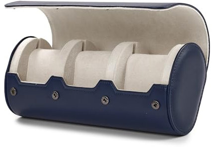 Oirlv Luxus PU Leder 3 Schlitze Uhrenrolle Uhrenbox Für Geschenkbox Weihnachten Jubiläum Geburtstag(Dunkelblau)