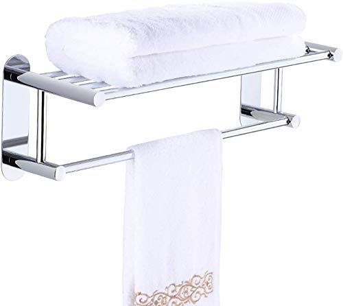 Generisch Handtuchhalte Multifunktionaler Schalhalter Handtuchhalter aus Metall Doppel-Handtuchhalter aus Edelstahl im Badezimmer großflächige Aufbewahrung stanzfreie Installation