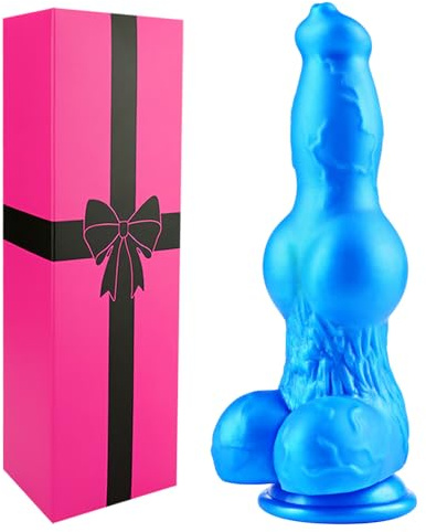 Dildo monstruoso de 24 cm, gran dildo de animal con forma de lobo gigante, dildo de fantasía de dragón, dildo de perro con nudo y ventosa, dildo grueso de silicona, juguete para adultos unisex