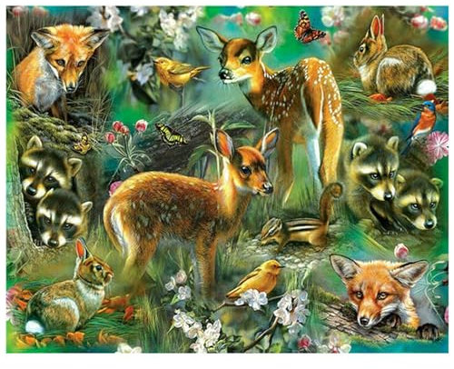Wald Hirsch Tiere Malen nach Zahlen für Erwachsene,DIY Handgemalt Ölgemälde-Set auf Leinwand mit Pinseln und Acrylpigment für Kinder Anfänger Kunst für Heimdekoration Geschenk mit Rahmen,45x60cm