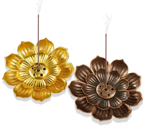 HSYTEK Lot de 2 porte-encens en forme de lotus - Porte-encens à 6 trous - Pour bureau, repos, yoga