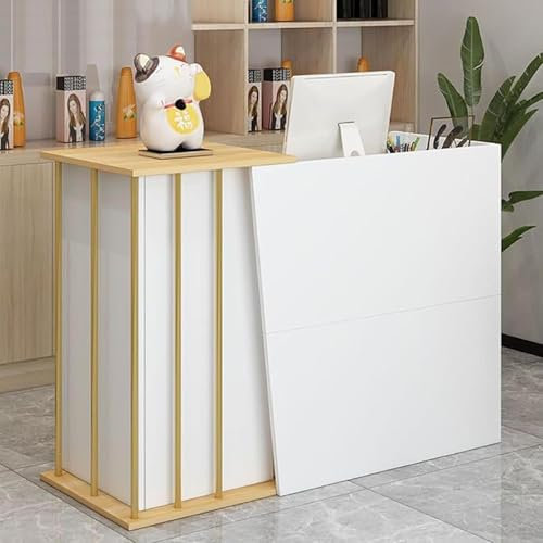 Empfangstresen Vorn, Kleiner Empfangstresen FüR Salons, Empfangstresen Vorn Mit AbschließBarer Schublade, Verkaufstresen FüR Kassen,Empfangstisch Aus Holz,Weiß,100cm