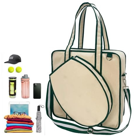 Tennistasche – Tennisschlägertasche | Tennisschlägertasche aus | Große Canvas-Tennistasche für Tennisschläger | Tragetasche für Damen und Herren
