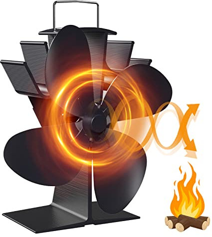 Dancial Fireplace Fan, Wood Stove Fan, Heat Powered, Quiet Eco Fireplace Fan with 4 Blades, Non-Electric Stove Fan for Wood/Fireplace/Wood Fireplace/Stove Pipe/Efficient Heat Distribution