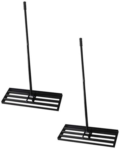 Râteaux 2 Pcs 51.2-74 inch Adjustable Lawn Leveller, Râteau Niveleur De Sable Noir pour Étaler Et Niveler Les Sables, Râteau À Tamis Détachable en Fer avec Poignée en Caoutchouc Antidérapante