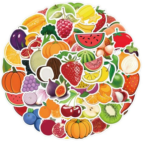 100 Pcs Fruit Stickers for Kids Teens Adults Boys Girls Gift,Aesthetic Stickers Pack for Laptop,Skateboard,Luggage,Car,Bike,Cup,Computer,Water Bottle Decor, Fruits Vegetable Vinyl Waterproof Stickers